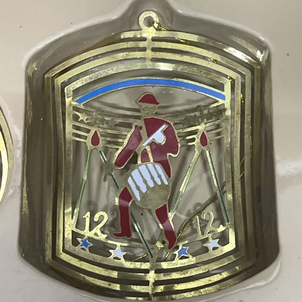 Vintage Solid Brass Classic Collection 12 Days of Christmas Ornaments